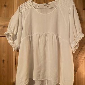 Umgee White Linen High-Low Blouse